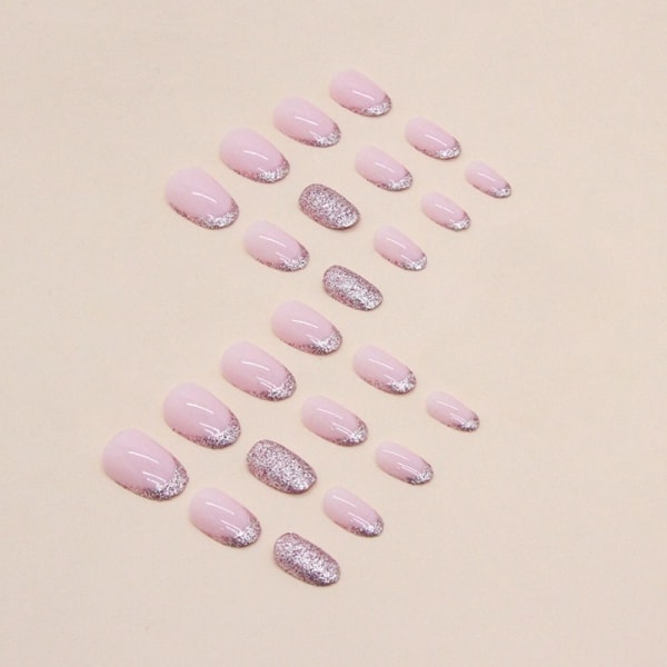 24 stk Fake Nails Long French Oval W495