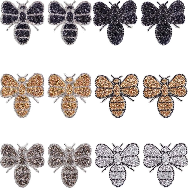 12 stk Crystals Bee Patches Bling Emblem Patch Badge