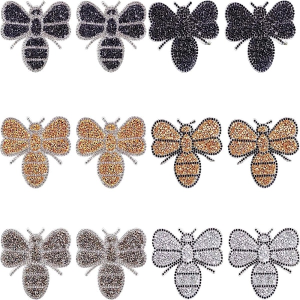 12 stk Crystals Bee Patches Bling Emblem Patch Badge