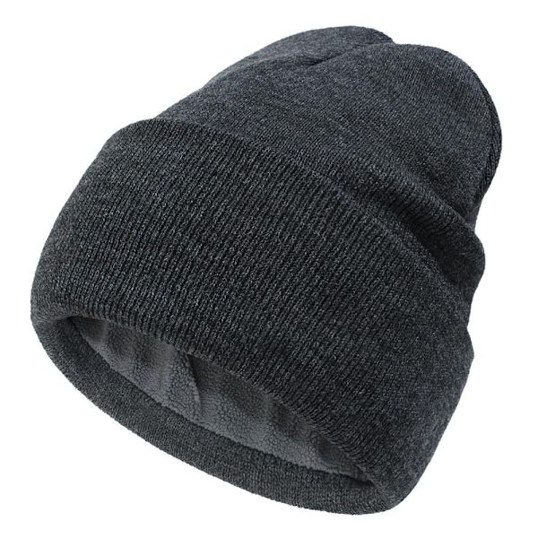 Lue Hatt Beanie med mansjett MØRK GRÅ MØRK GRÅ Dark Gray