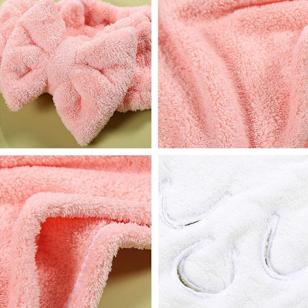 Coral Fleece håndklæde tørt hår Cap pandebånd sæt LILLA Purple
