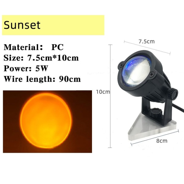 Solnedgangsprojektionslamper Gulvlampe GUL EU-STIK EU-STIK yellow EU PLUG-EU PLUG