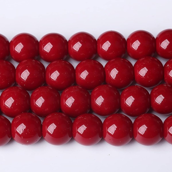 47stk Røde Glassperler Runde Løse Perler Avstandsperler