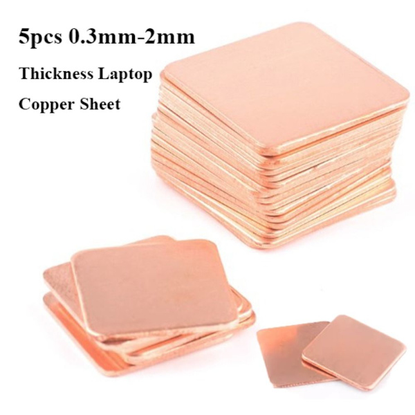 5 kpl kannettavan tietokoneen levykuparinen jäähdytyselementti 15x15x0,8 mm 15x15x0.8mm
