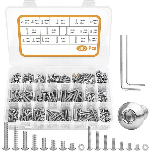395 STK metriske skruer Kit Button Head Sekskantskruer