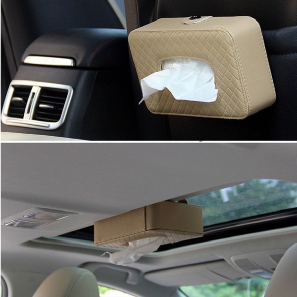 Car Tissue Box Tissue Holder BRUN STRAP-ON VERSION STRAP-ON Brown Strap-on version-Strap-on version