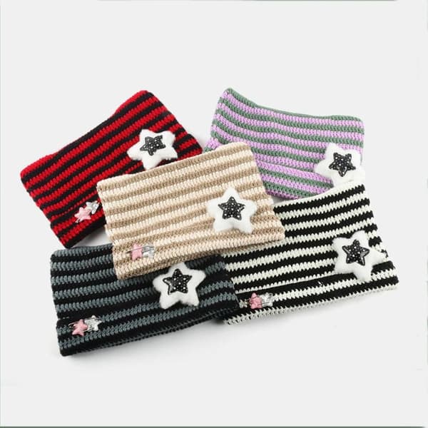 Pullover Cap Neulottu cap PURPLE&GREEN AA purple&green A-A