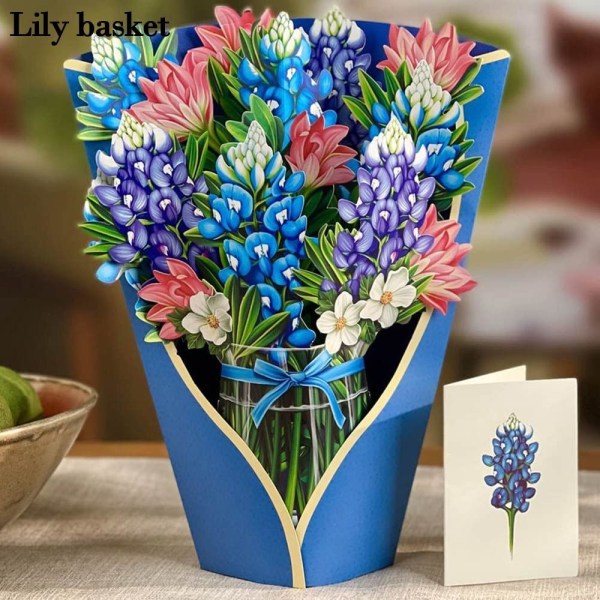 3D Pop-up bukett Papper Blommor LILY KORG LILY KORG Lily basket