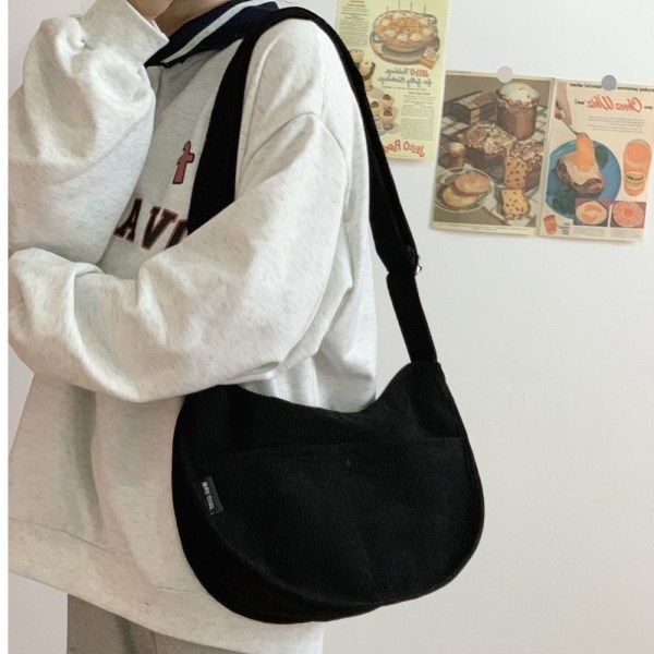 Axelremsväska i canvas Crossbody-väska SVART black