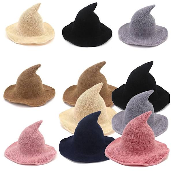 Halloween Häxhatt Long Point Hat LJUSGRÅ light grey