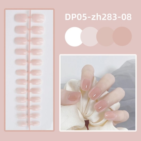 24stk Kort Square Head False Nails Glanset Bærbare falske negler DP05-zh178-22