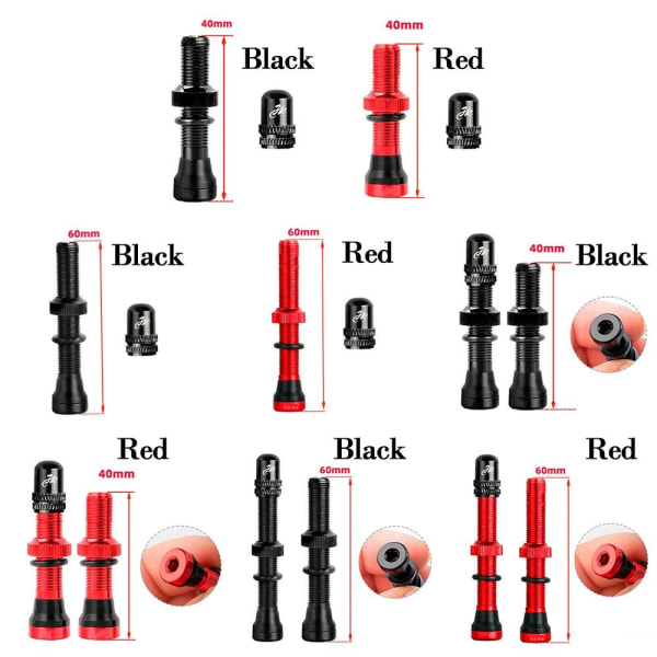 1/2 stk Schrader A/V ventiler Amerikansk ventil RØD 60MM2STK 2STK Red 60mm2pcs-2pcs