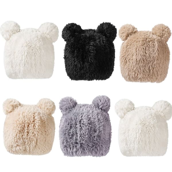 Bear Ear Stickad Mössa Vinter Varm Cap SVART black