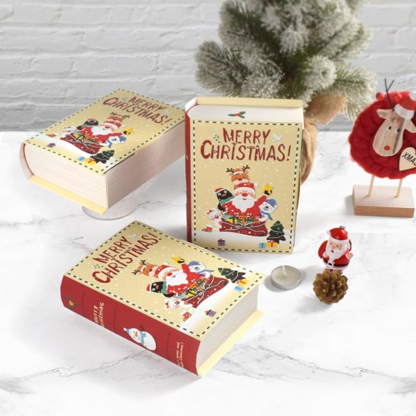 5 kpl Merry Christmas Candy Boxes Kirjan muotoinen pakkauslaatikko 5pcs