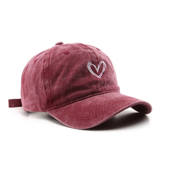 Love Heart Broderi Baseball Kepsar Distressed Faded Cap SVART black