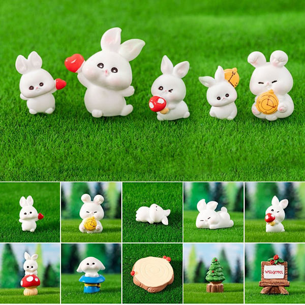 Bunnies Miniature Figurine 3D Rabbit Ornament 01 01 01