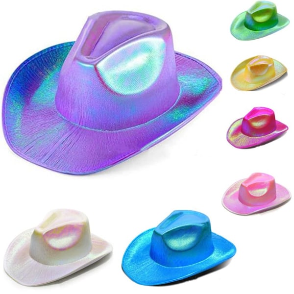 Iriserande Cowboyhatt Jazzhatt VIT white