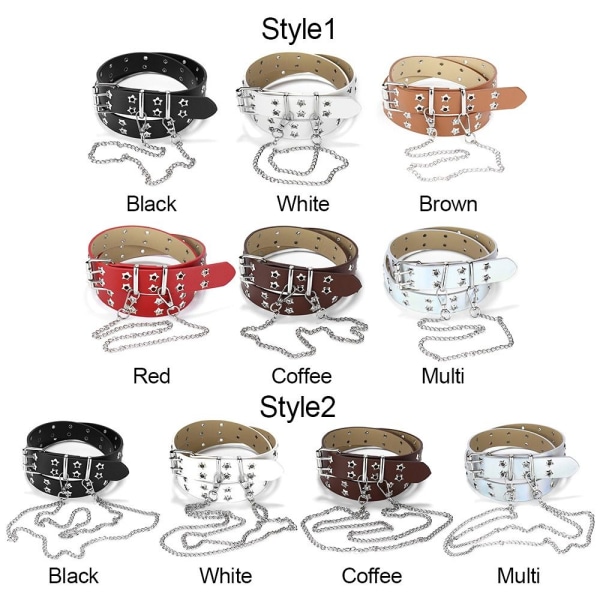 Punk taljebælte Goth linning MULTI STYLE1 STYLE1 Multi Style1-Style1
