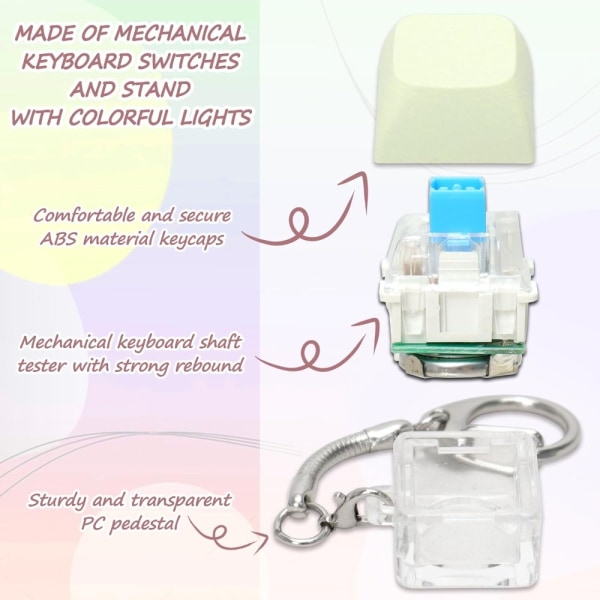 Keyboard Clicker med LED-lys Tastatur Fidget Toys TRANSPARENT transparent