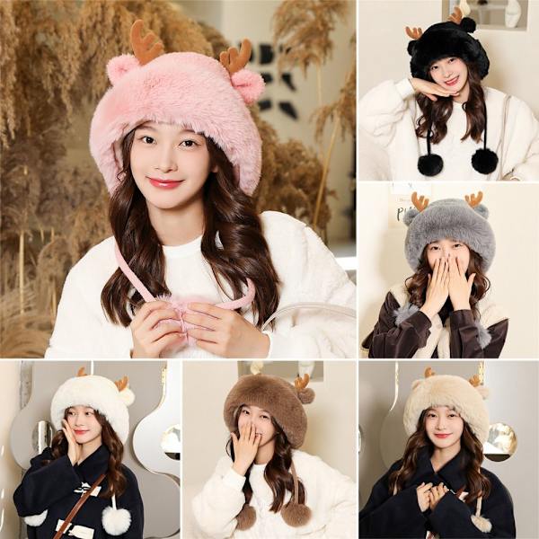 Beanie Hat Pompoms Hat SVART black