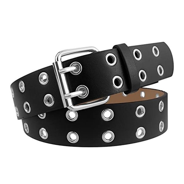 Punk midjebälte Goth midjeband SVART&SILVER 110CM Black&Silver 110cm