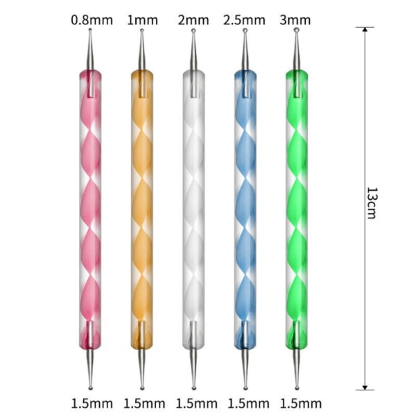 5 stk Nail Art Dotting Pen Nail Paint Pen Manikyr Painting Kit