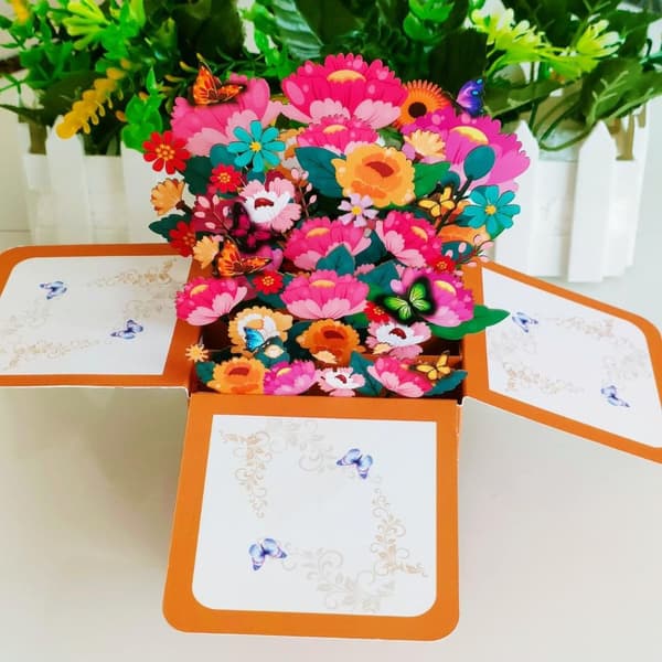 3D Pop-up bukett pappersblommor 5 5 5
