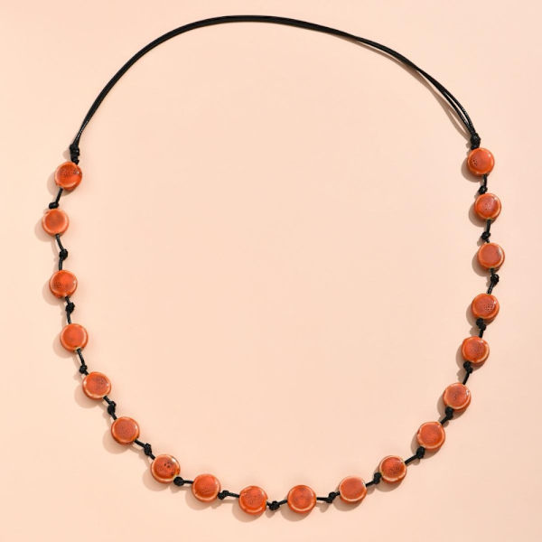 Långt halsband Keramisk pärla ORANGE orange