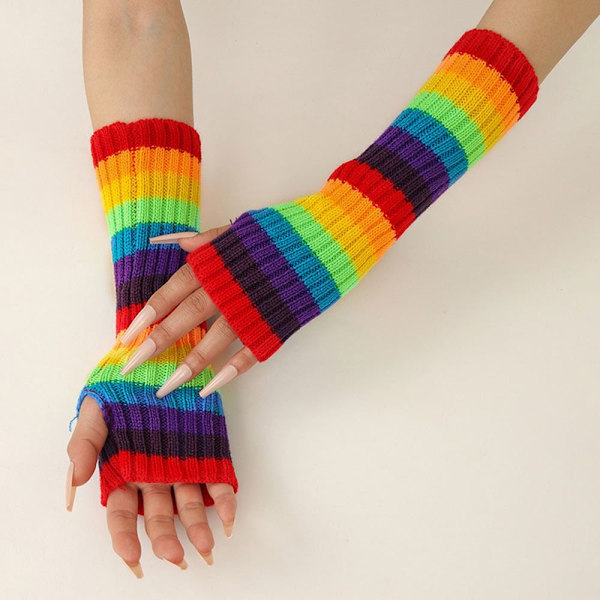 1 par halvfingerhandsker strikkede handsker A A A