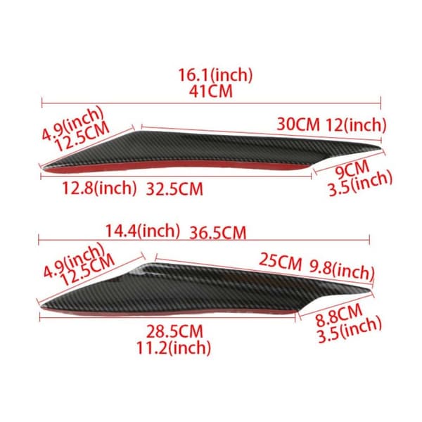 Bil Front Bumper Canards Splitters Bilspoiler SORT SORT Black