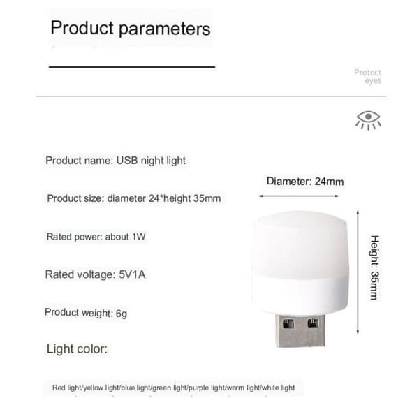 Mini USB Natlys Lille LED Pære BLÅ LYS BLÅT LYS blue light