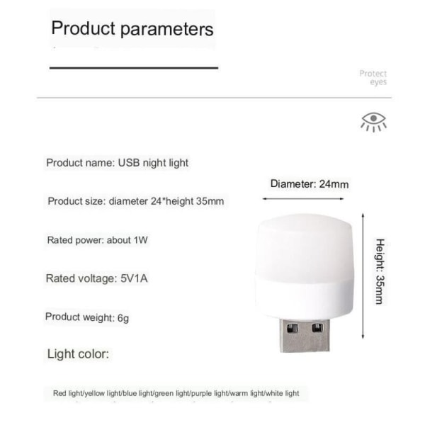 Mini USB Nattlampa Liten LED-lampa GUL LJUS GULT LJUS yellow light