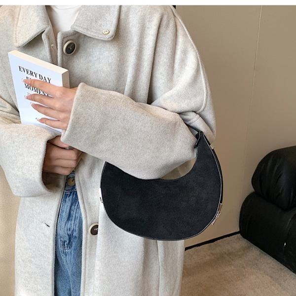 Naisten olkalaukut Scrub Leather -trendilaukku MUSTA Black