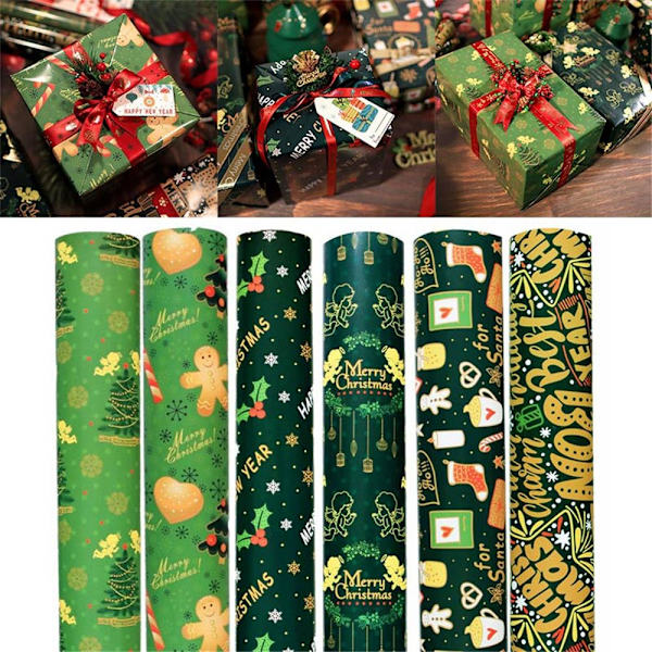 2 ark 50*70 cm juleinnpakningspapir DIY Bag 2 2