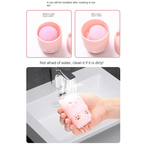 2 STK Powder Puff Holder Makeup Svampbeholder BLÅ blue