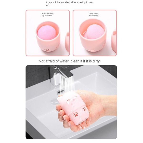 2 STK Powder Puff Holder Makeup Svampebeholder PINK pink