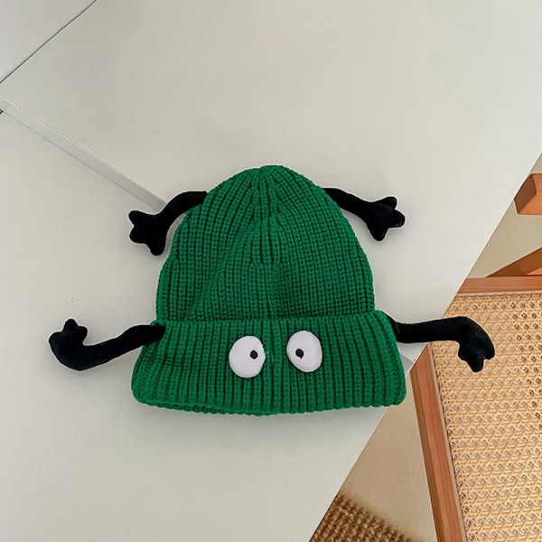 Børnemanchetstrik Beanie strikkehue Hat GRØN green