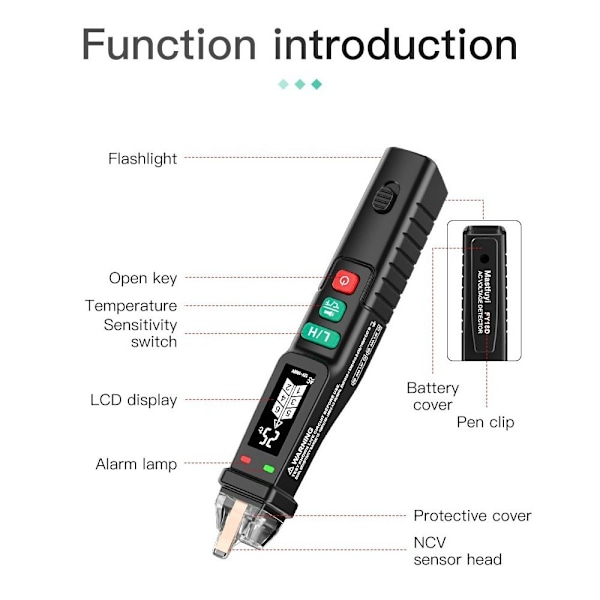 Spændingsindikator Spændingstester Meter Spændingsdetektor Pen