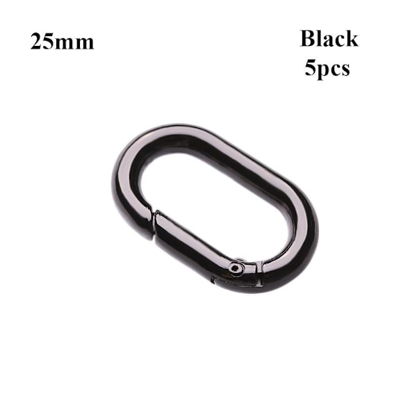 5 stk Fjeder Ovale Ringe Taske Bæltespænder SORT 25MM Black 25mm