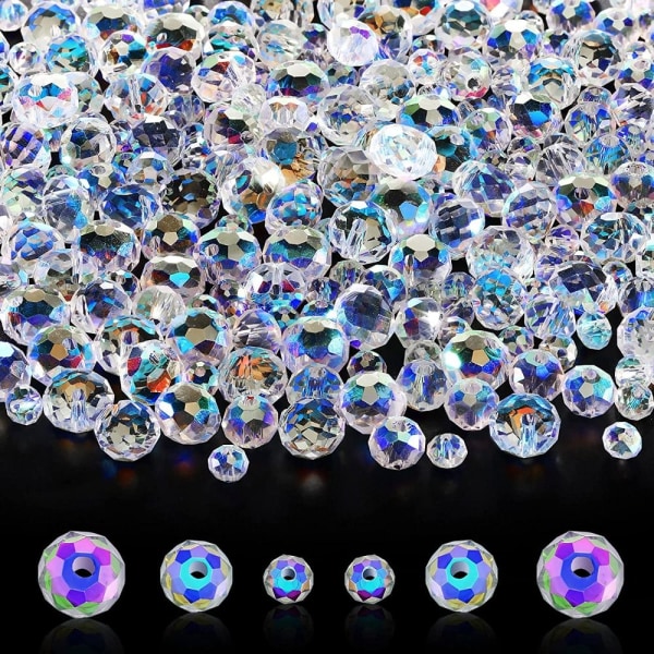 600stk fasetterte glassperler Krystallrondelleperler Løse perler