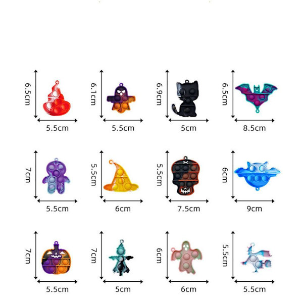 12 st Halloween Pop Fidget Toys Pack, Mini Push Bubble Toy 2 2