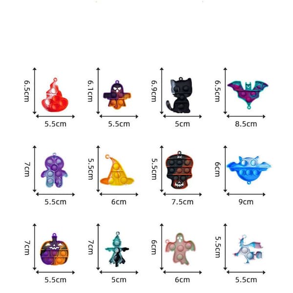 12 stk Halloween Pop Fidget Legetøjspakker, Mini Push Bubble Toy 2 2
