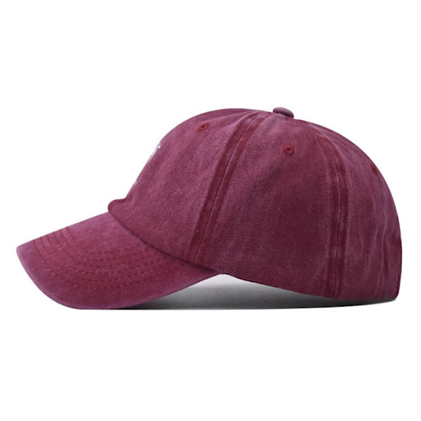 Coconut Tree Brodery Baseball Caps Distressed Faded Cap WINE wine red
