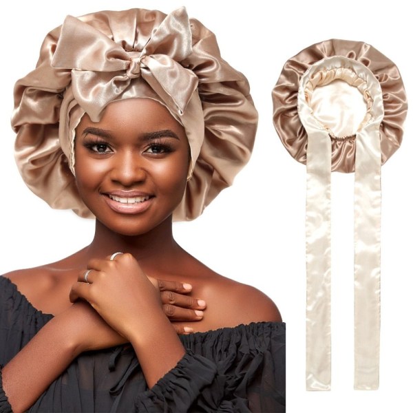 Satin Sovhuva  - Silkeslen Satin Bonnet BRUN brown