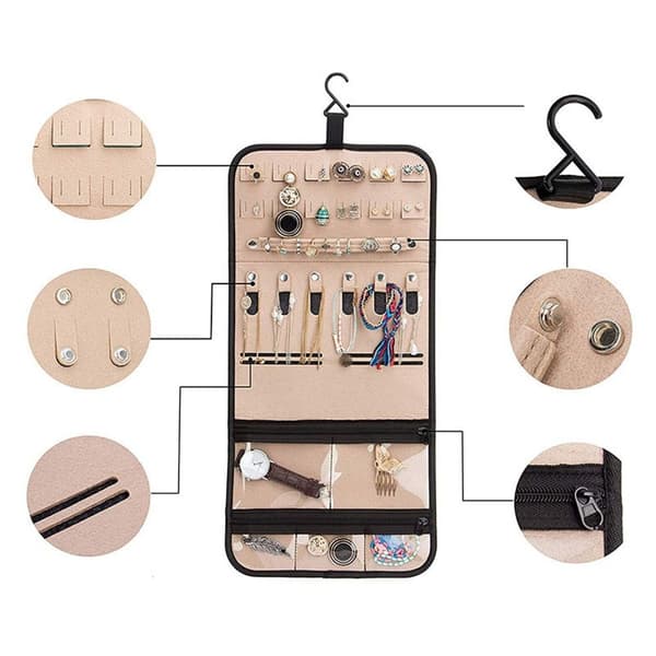 Smykker Opbevaringstaske Halskæder Organizer Roll SORT black