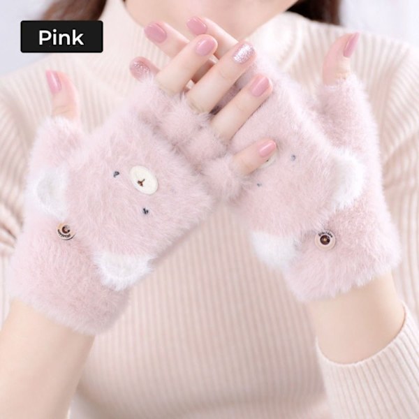 1Pari Fingerless Gloves Half Finger Gloves PINK pink