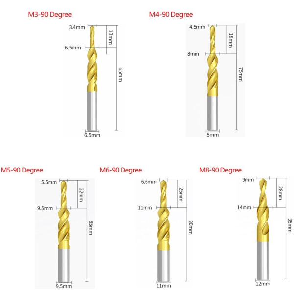 Avgrading Drill Spiralbor M5-180 GRADER M5-180 GRADER M5-180 Degree