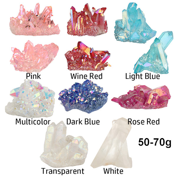 50-70 g kvartskrystalklynge Naturmineralprøve PINK pink