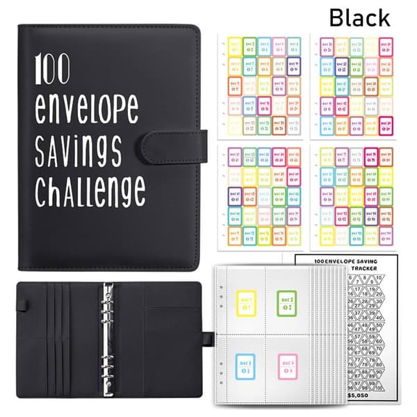 100 Days Envelope Challenge Binder Savings Challenge Book MUSTA black