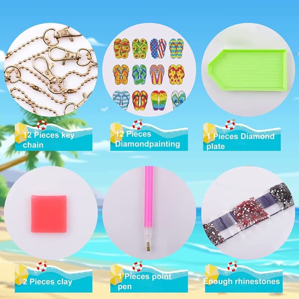 12 kpl Art Keychain avaimenperä 3 3 3